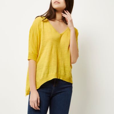 Bright yellow slub linen t-shirt